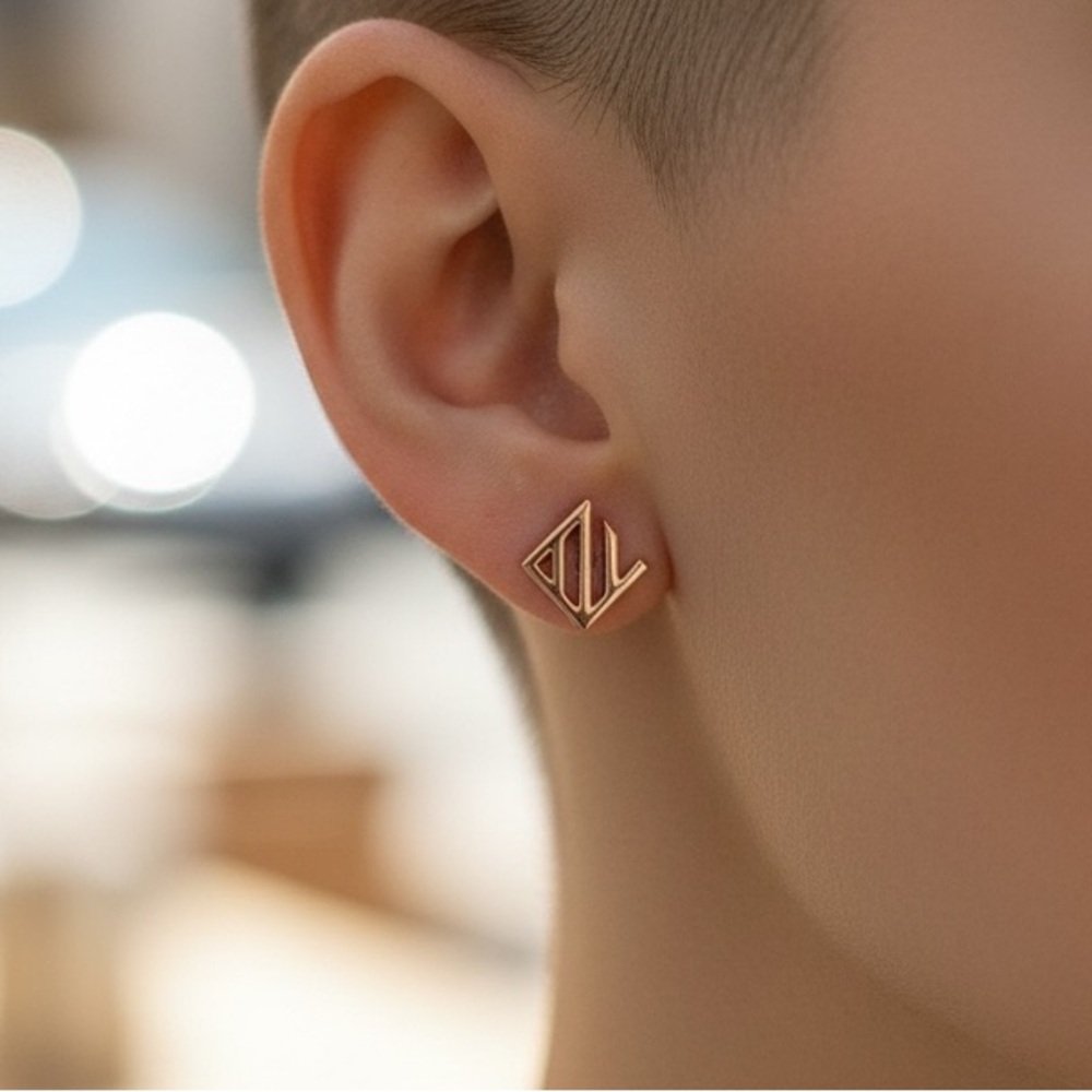 Minimalist Rose Gold Geometric Stud Earrings